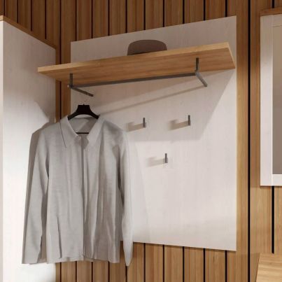 Panel FOUR with habgers, riviera oak and sibiu larch light