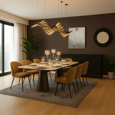Dining room project with modern style and fine accents