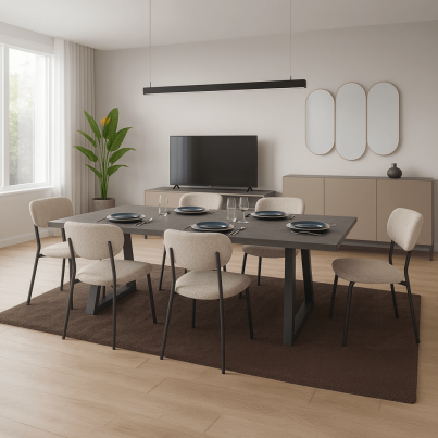 Dining room project with clean design and cozy atmosphere