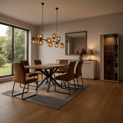 Dining room project with modern design and elegant style