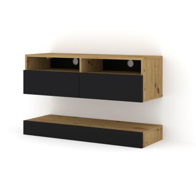 TV stand DUO 100, artisan oak/black mat