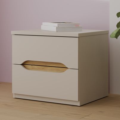 Bedside cabinet SIX 50 cm with drawers, Sand