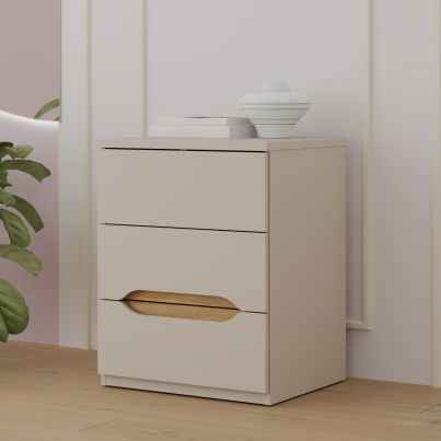 High bedside table SIX 50 cm with drawers, Sand