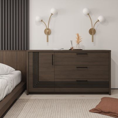 Chest of drawers SEVEN 160 cm, Masurian oak, LED lighting