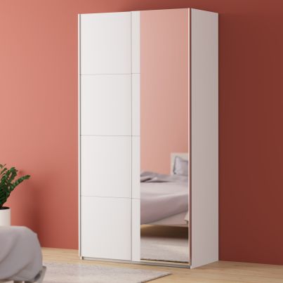 WardrobeWardrobe EIGHT with sliding doors and mirror 120 cm, White
