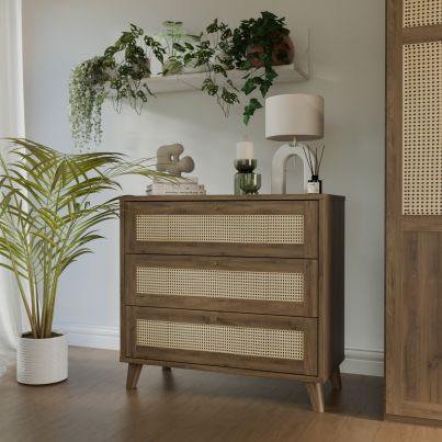 Chest NINE with 3 drawers 90 cm, Valencia oak 