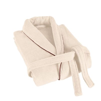Bathrobe DILIOS Havana, S/M, Shawl Collar, 100% Cotton, Ecru