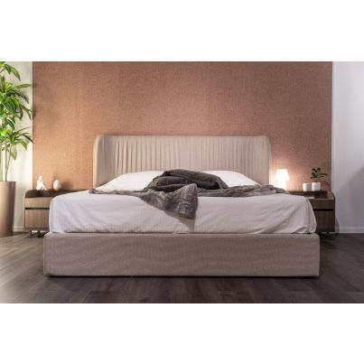 HEXAGON BED WITH LIFTING MECHANISM AND STORAGE 160x203  BEIGE