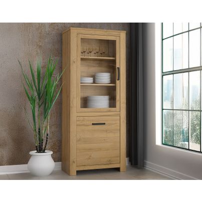 Display cabinet TEN with glass door 77 cm, Ancient oak 