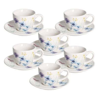 Set of 6 Coffee cups with saucers IRIS FLORENNE, 80 ml