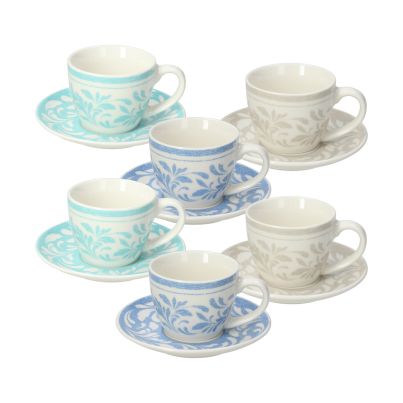 Set of 6 Coffee cups with saucers IRIS CELINE, 80 ml