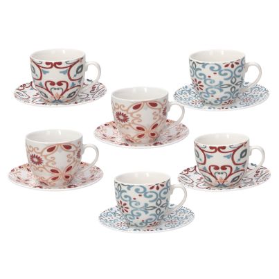 Set of 6 Tea Cups & Saucers TOGNANA Iris Ribeira