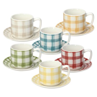 Set of 6 Coffee Cups & Saucers TOGNANA Ivy Caledonia, 100ml