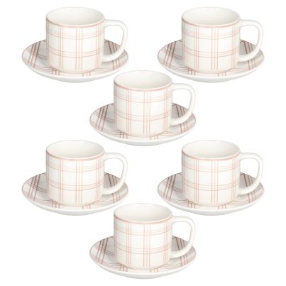 Set of 6 Tea cups with saucers IVY QUADRO MANDORLA, 220 ml