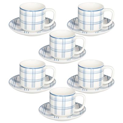 Set of 6 Tea cups with saucers IVY QUADRO CARTA DA ZUCCHERO, 220 ml