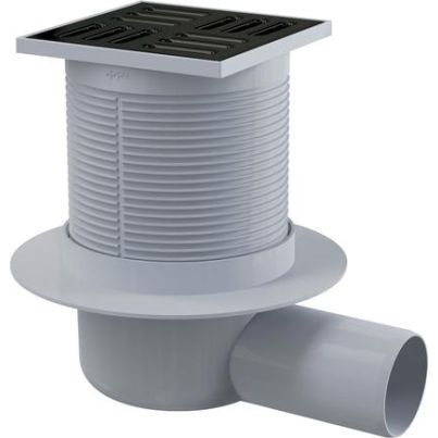 Floor drain 105x105 with grate, black