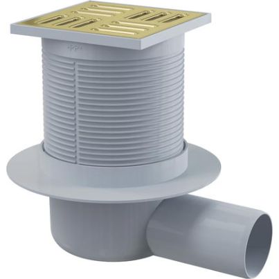 Floor drain 105x105mm with grate, matte gold