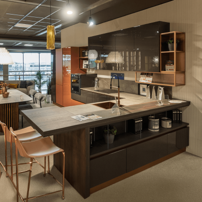 Modular corner kitchen KYRA, with LED lighting and accessories