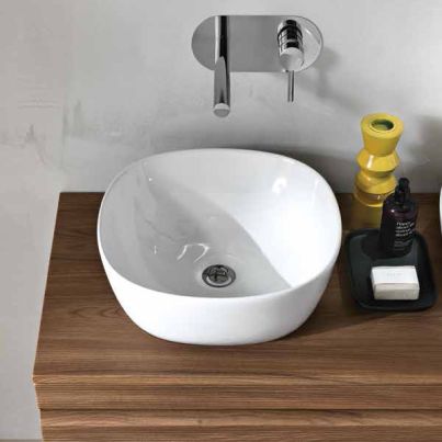 SQUARE  COUNTER TOP BASIN GLOSSY WHITE 40