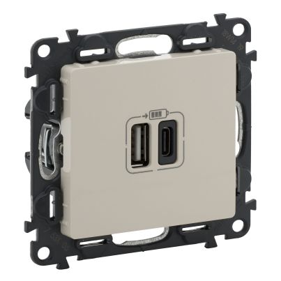 LEGRAND VALENA LIFE 2XUSB SOCKET TYPE A+C 5V 15W CREAM