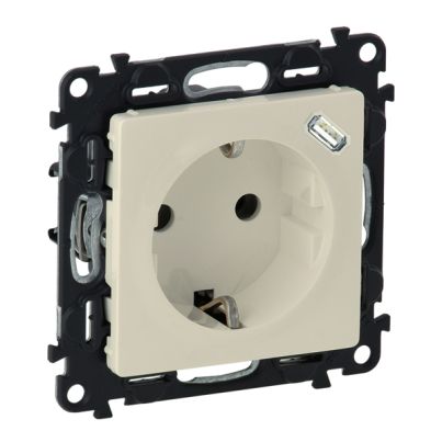 LEGRAND VALENA LIFE GERMAN TYPE SOCKET WITH USB  CREAM