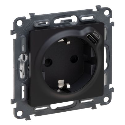 LEGRAND VALENA LIFE GERMAN TYPE SOCKET WITH USB  BLACK