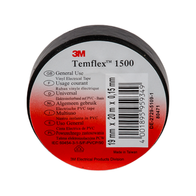 Temflex 1500 electrical tape 20M/19mm black