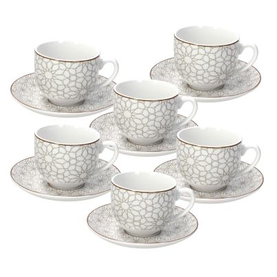 Set of 6 Tea cups with saucers MADISON HABANA, 250 ml