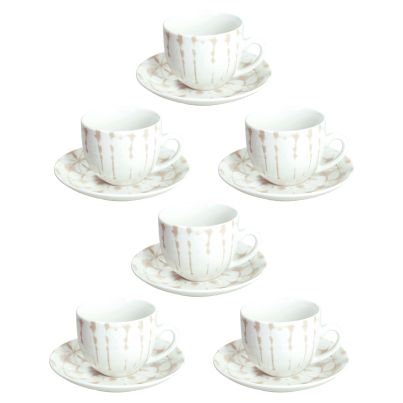 Set of 6 Tea cups with saucers MADISON MALLORCA, 250 ml