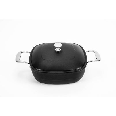 Square Casserole AM COCO'n.4, 24x24 cm, with Aluminium Lid, Grey