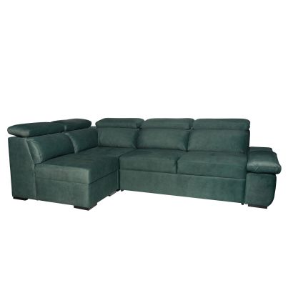 Left corner sofa HAVANA with sleep mechanism - Dark green