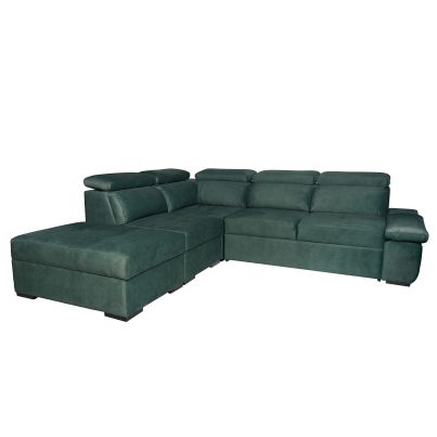 Left corner sofa HAVANA with sleep mechanism - Dark green