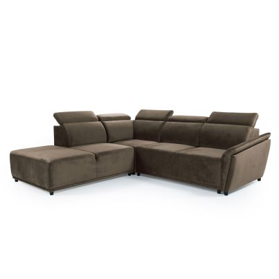 Left corner sofa RIKO with sleeping mechanism and movable headrests - TEAK