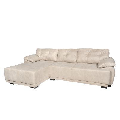 Left corner sofa GUSTO with sleeping mechanism and storage space - beige-gray