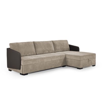 right corner sofa with sleep mechanism-dark brown in EKO leather