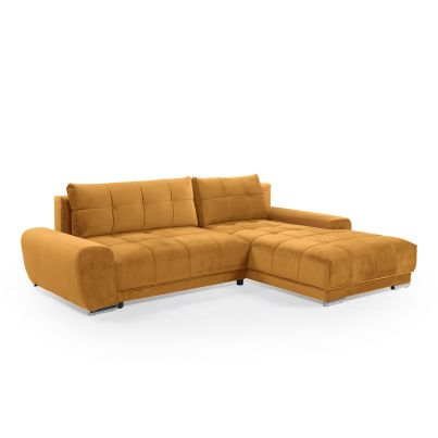 Right corner sofa RUBIO with sleep mechanism - Mustard