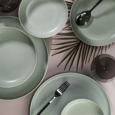 Dinner set Moderna colore matte 24 pcs. matte/green