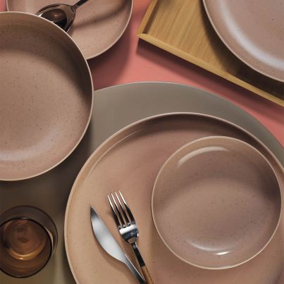 Dinner set Moderna colore matte 24 pcs. matte/pink