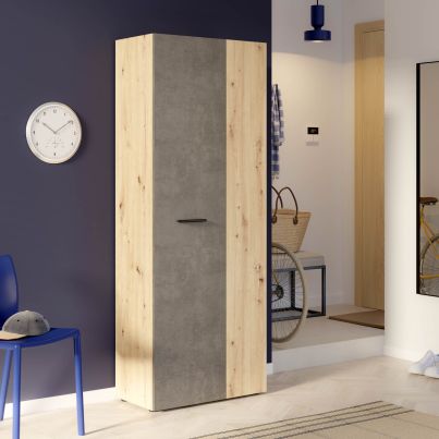Shoe cabinet SEVENTEEN, 68.7/181.1 cm, Artisan oak/Cement
