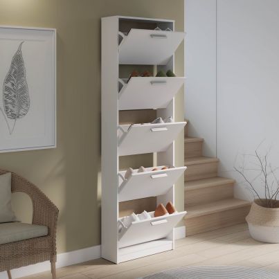 Shoe cabinet SIXTEEN, 58.2/185.5 cm, White