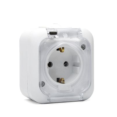 Socket EURO NC, SCHUKO 2P+T, White, 16A, 250V, Surface Mount, IP44