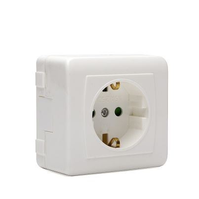 Mirage Socket NC, 2P+T, 16A, 250V, Surface Mount, White