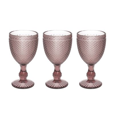 Set of 3 GOBL. CYCLAMEN GLASS DIAMANTE CICLAMINO, 280 ml