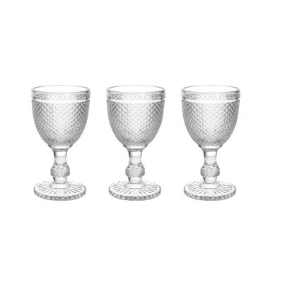 Set of 3 GOBLETS TRANSP. GLASS DIAMANTE, 280 ml