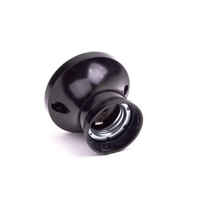 E27 Lamp Holder NC, Wall-Mount Straight, Black, 4A, 250V, 200°C