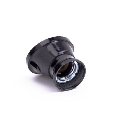 E27 Lamp Holder NC, Wall-Mount Angled, Black, 4A, 250V, 200°C
