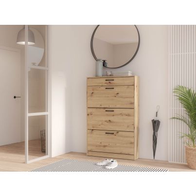 Shoe cabinet EIGHTEEN, 83.2/127.7 cm, Artisan oak