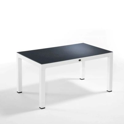 Garden table with glass WOOD 90x150x75 cm. white-anthracite