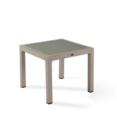 Garden table with glass WOOD 90x90x75 cm. cappuccino