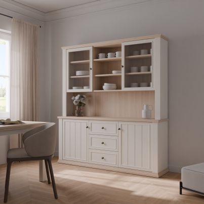 High buffet THIRTEEN 183.8 cm, White/Riva Oak